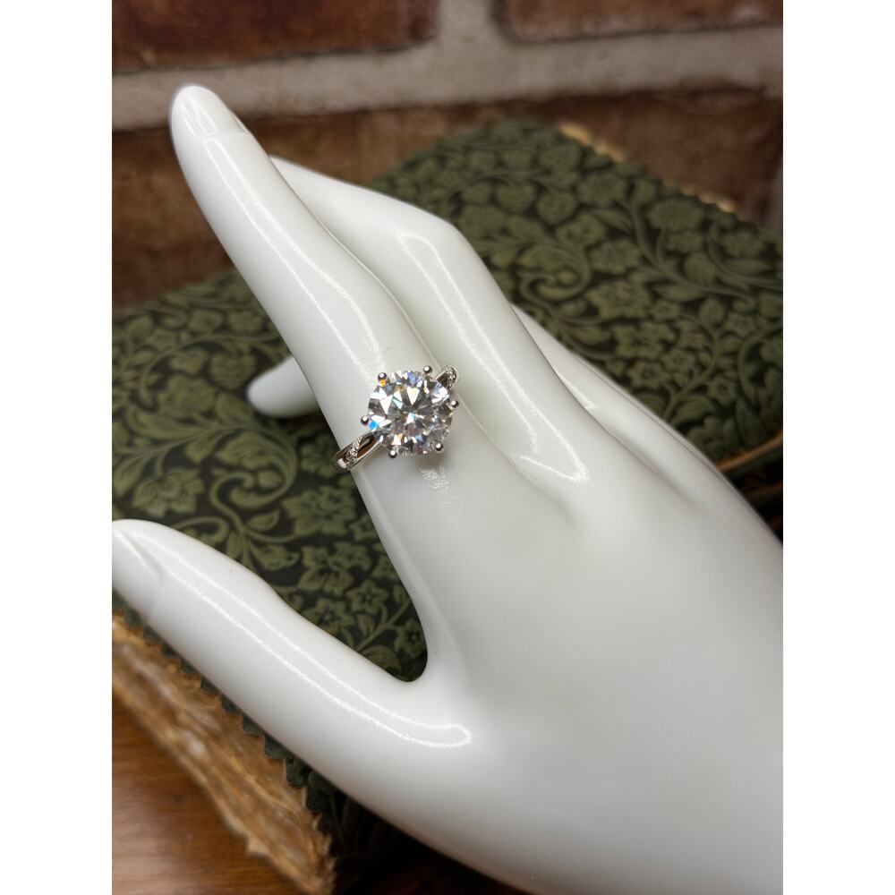 5 Carat Round Cut Moissanite Ring Size Sterling Silver Size 9